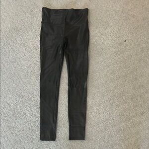 Spanx Black High-Waisted Coated Leggings - Size M